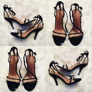 Strappy black and lucite heels with ankle strap