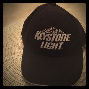 Navy and white Keystone light baseball hat