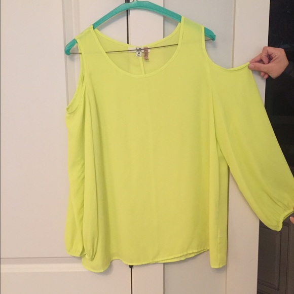 dark yellow top with cut out shoulders