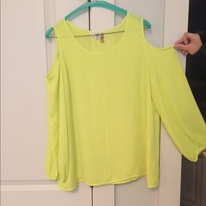 dark yellow top with cut out shoulders