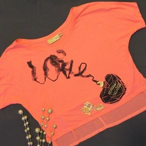 Princess Vera Wang peach short sleeve shirt