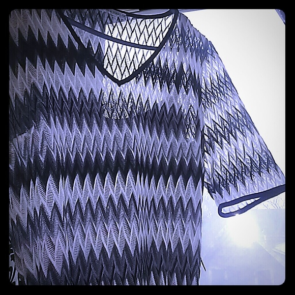 Chevron Sheer Short Sleeved Dress