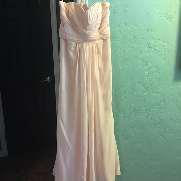 David's Bridal Petal full length strapless dress