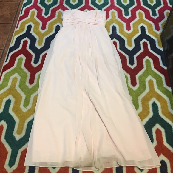 David's Bridal petal full length strapless dress