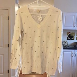 J Crew Embroidered Dot Tunic Sweater