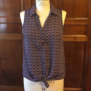 Tied Button-Up Blouse