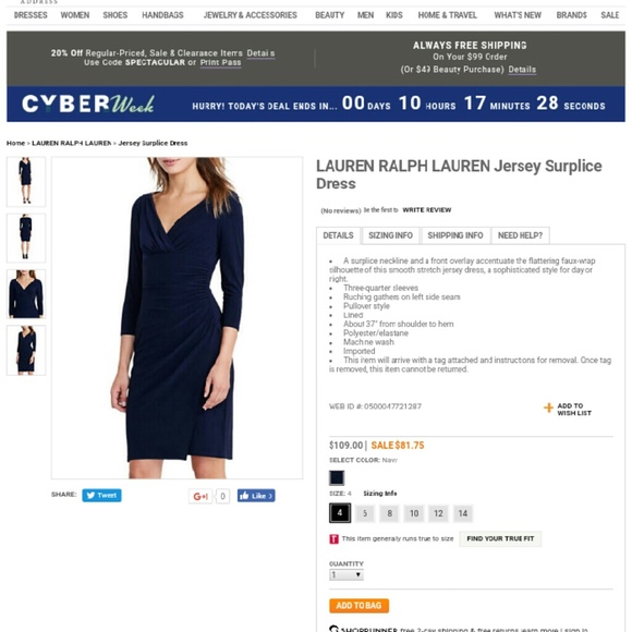 Lauren Ralph Lauren jersey. Surplice dress