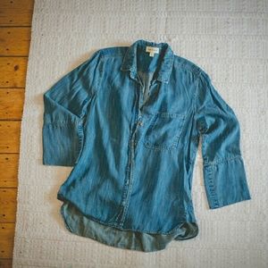 Soft denim button up