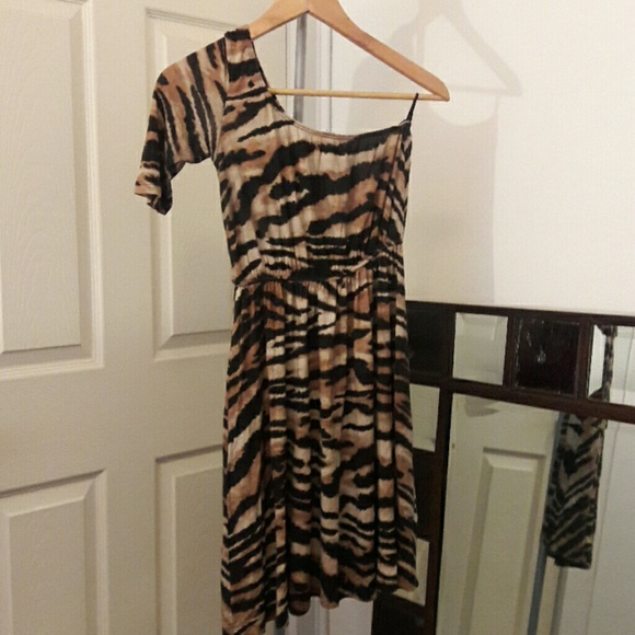 Animal print one shoulder dress