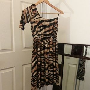 Animal print one shoulder dress
