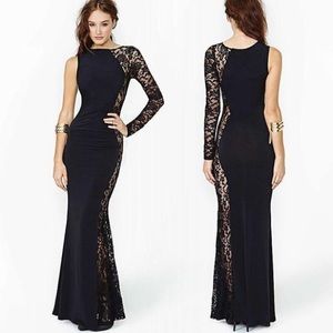 NWT NASTY GAL Long Black Formal Dress Sz S
