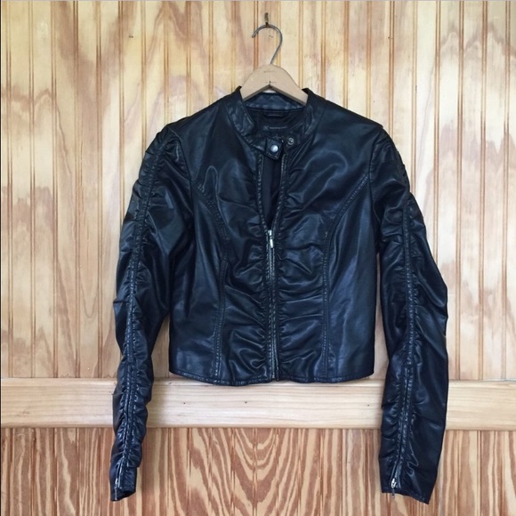 INC stamped faux leather moto jacket