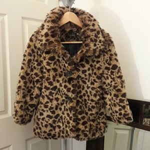 Faux fur animal print jacket
