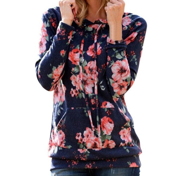 New Floral Print Hoodie
