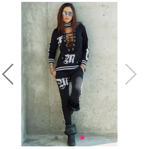 Jackets & Blazers - 3 piece : hoodie set, lace hoodie, pant and choker