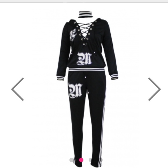 3 piece : hoodie set, lace hoodie, pant and choker - Picture 2 of 4