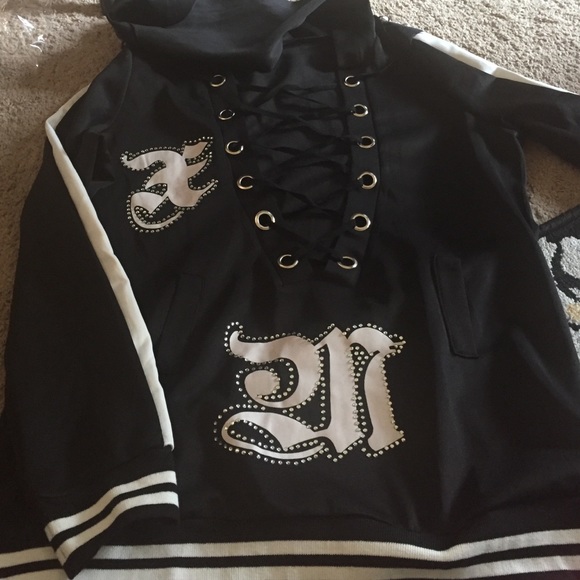 3 piece : hoodie set, lace hoodie, pant and choker - Picture 3 of 4