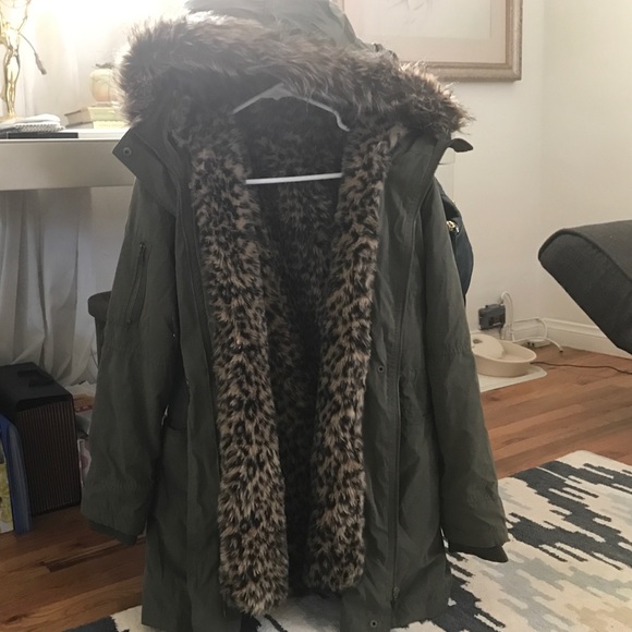 Hooded parka with removable faux fur liner/vest