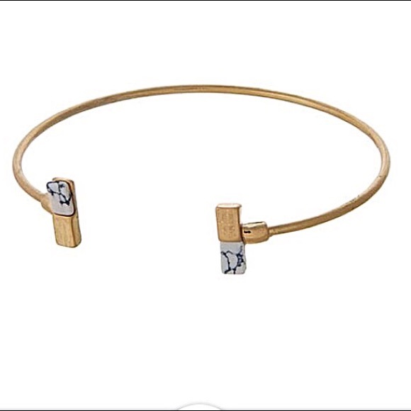 Jewelry - 🎹👉🏼Dainty Gold Dipped Rectangle Cuff-White Jewelry - 🎹👉🏼Dainty Gold Dipped Rectangle Cuff-White