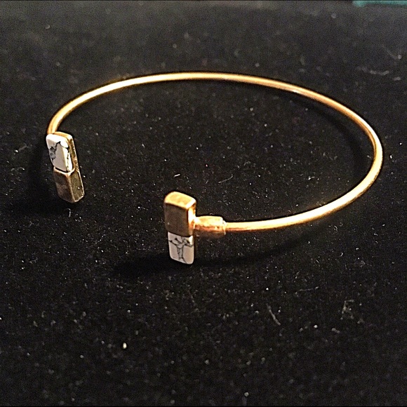 Jewelry - 🎹👉🏼Dainty Gold Dipped Rectangle Cuff-White Jewelry - 🎹👉🏼Dainty Gold Dipped Rectangle Cuff-White