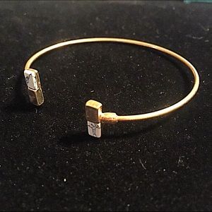 Jewelry - 🎹👉🏼Dainty Gold Dipped Rectangle Cuff-White Jewelry - 🎹👉🏼Dainty Gold Dipped Rectangle Cuff-White