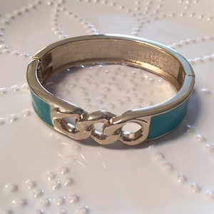 Teal and Gold Link Bracelet - 7134