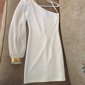 One shoulder white dress