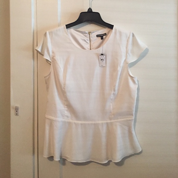 EXPRESS off white peplum top size large