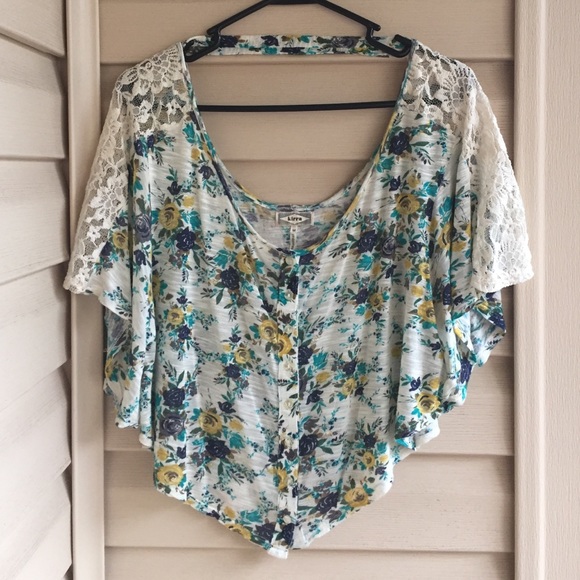 Flowy Lace and Floral Crop Top
