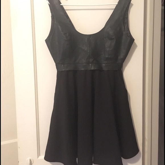 Very J Faux Leather Black Dress