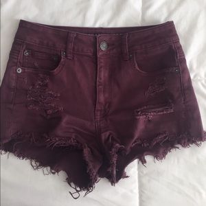 Burgundy High Waisted Shorts