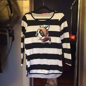 Boston Terrier jeweled sweater - M