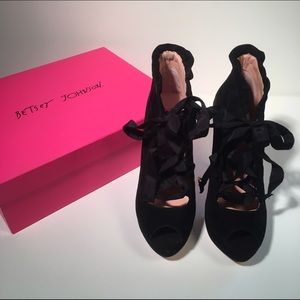 Betsey Johnson Luvey Black Suede Stilettos