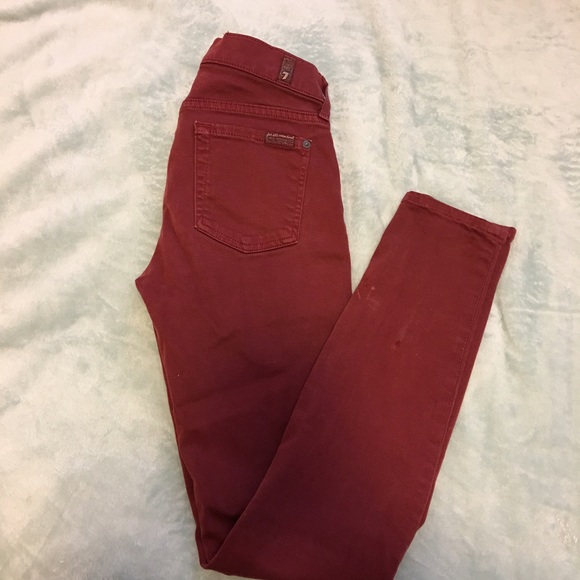 7 for all mankind maroon skinny jeans