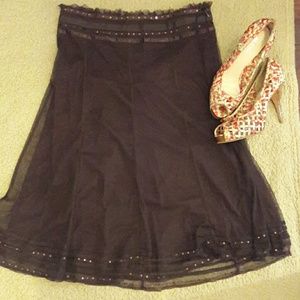 Knee length brown skirt