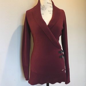 Guess Burgundy Sweater with buckle detail