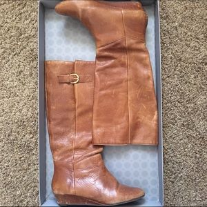 STEVE MADDEN knee high brown leather boots