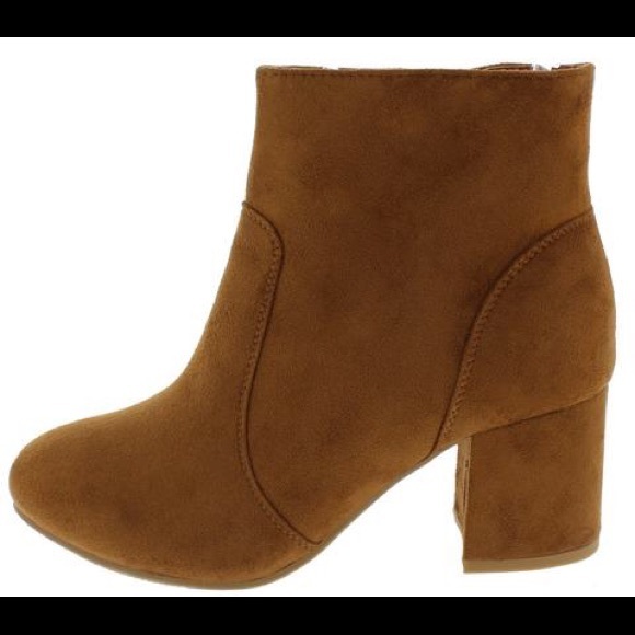 Classic dark tan faux suede booties