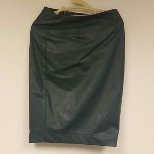Green pleather pencil skirt