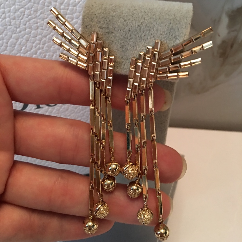RARE Dior Crystal Mis En Dior Wing Gold Earrings - Picture 4 of 7