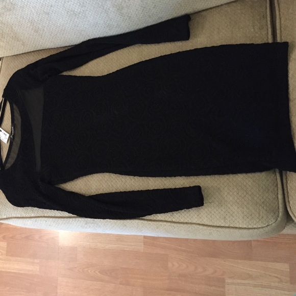New black long sleeve dress with sheer top cut out