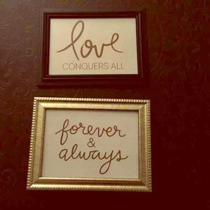 New 5x7 framed love quotes