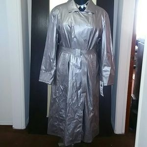 New Silver Metallic Trench Coat