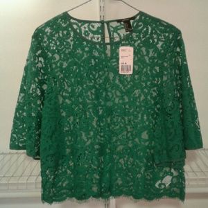 Forever 21 emerald green lace top