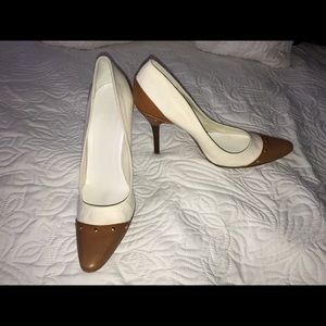 Gucci brow and white pointe toe shoe size 8 1/2