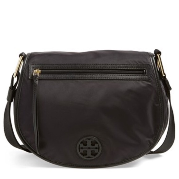 Tory Burch black nylon messenger bag