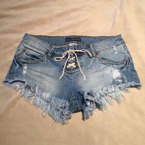 Billabong Lace-up Stretchy Jean Shorts