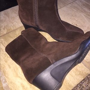 Aerosoles suede wedge heel boots 7.5