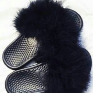 Nike fuzzy slippers