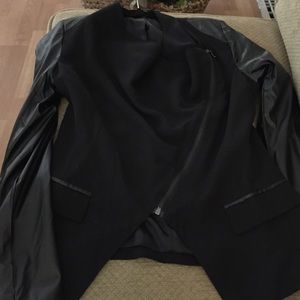 New black leatherette sleeve blazer